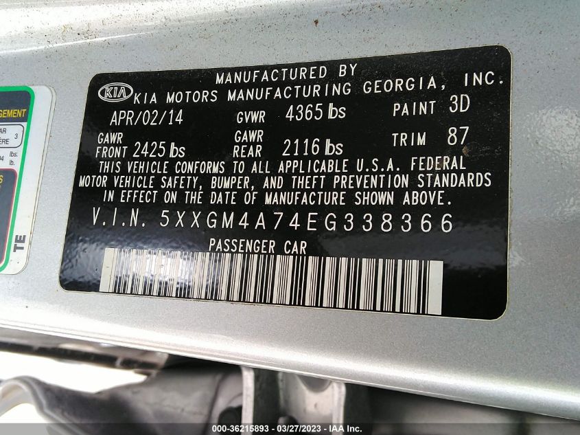 2014 KIA OPTIMA LX - 5XXGM4A74EG338366