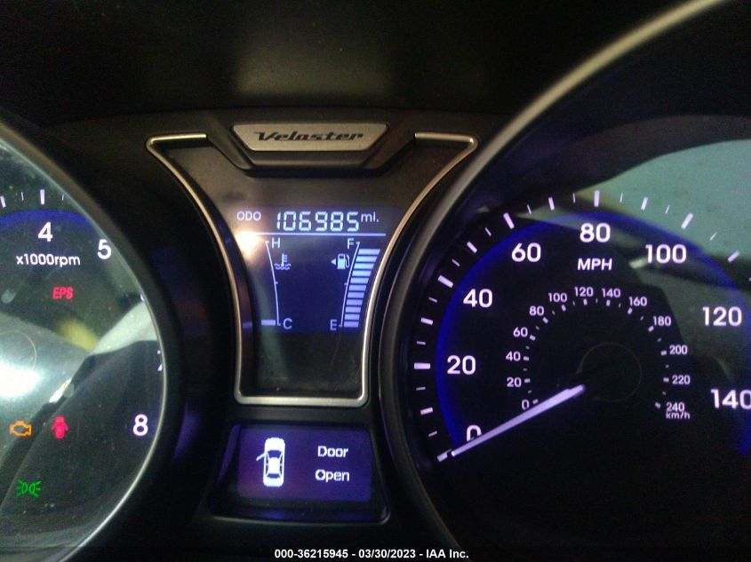 2013 HYUNDAI VELOSTER TURBO W/BLACK INT - KMHTC6AEXDU153545