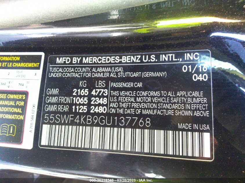 2016 MERCEDES-BENZ C-CLASS C 300 - 55SWF4KB9GU137768