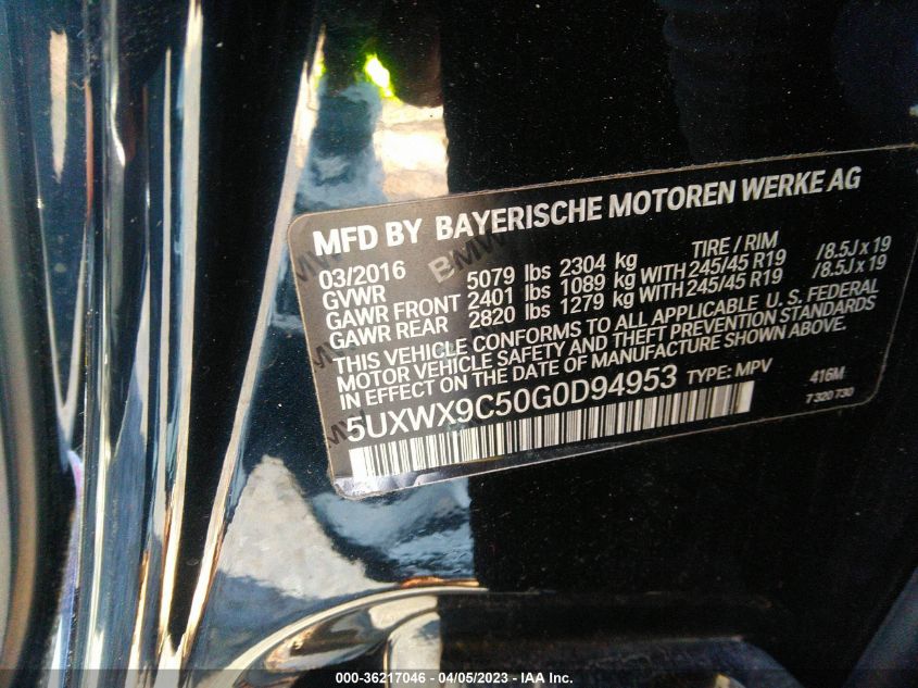 5UXWX9C50G0D94953 2016 BMW X3, photo no. 9