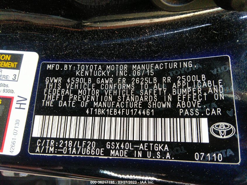 2015 TOYOTA AVALON LIMITED - 4T1BK1EB4FU174461