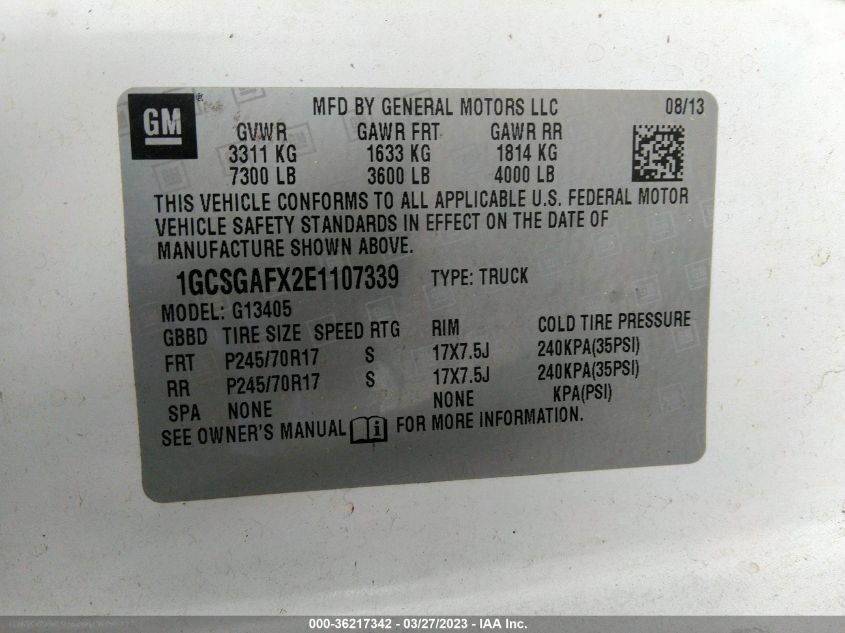 2014 CHEVROLET EXPRESS CARGO VAN - 1GCSGAFX2E0110733