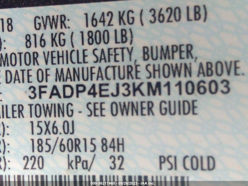 2019 FORD FIESTA SE - 3FADP4EJ3KM110603