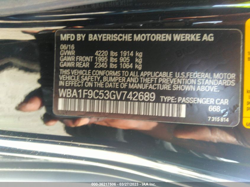 2016 BMW 2 SERIES 228I - WBA1F9C53GV742689