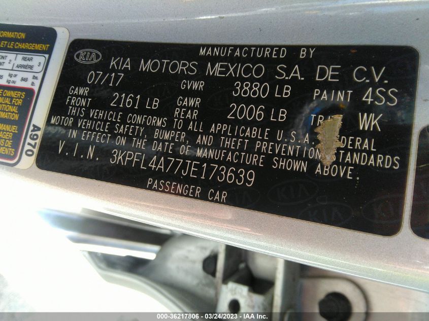 2018 KIA FORTE LX - 3KPFL4A77JE173639
