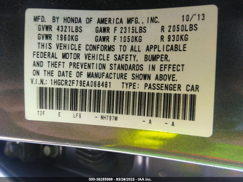 2014 HONDA ACCORD SEDAN EX - 1HGCR2F79EA068481