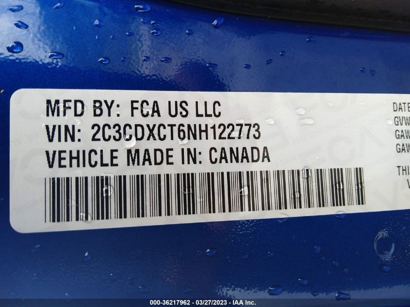 2022 DODGE CHARGER R/T - 2C3CDXCT6NH122773