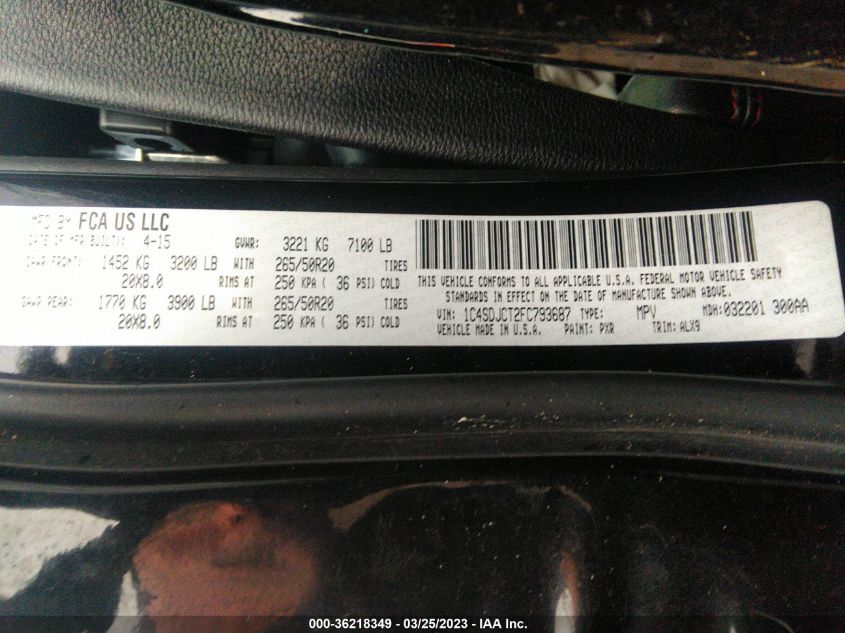 2015 DODGE DURANGO R/T - 1C4SDJCT2FC793687
