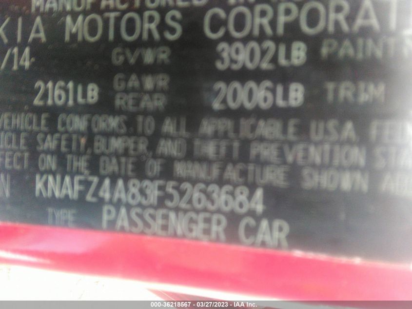 2015 KIA FORTE EX - KNAFZ4A83F5263684