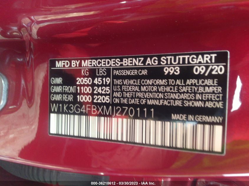 2021 MERCEDES-BENZ A-CLASS A 220 - W1K3G4FBXMJ270111