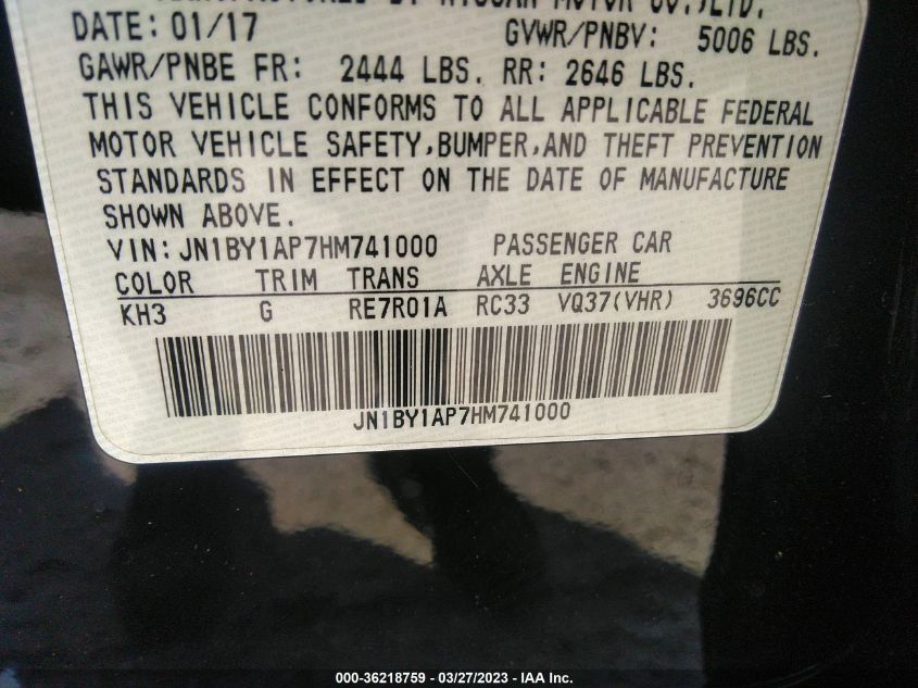 2017 INFINITI Q70 3.7 JN1BY1AP7HM741000