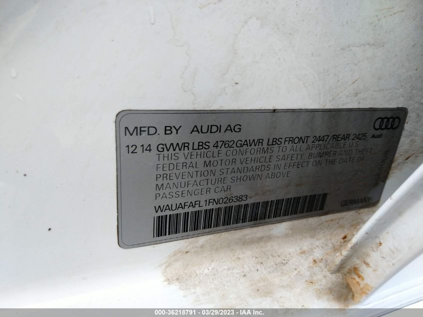 2015 AUDI A4 PREMIUM - WAUAFAFL1FN026383