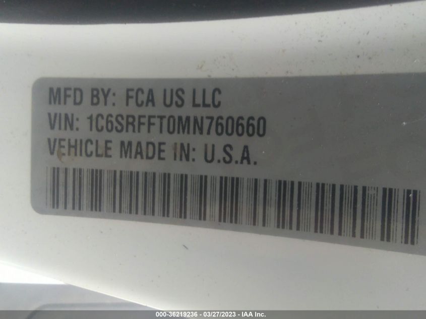 2021 RAM 1500 BIG HORN - 1C6SRFFT0MN760660