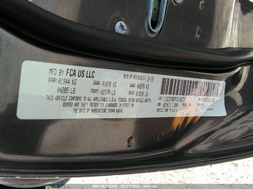 2015 DODGE DART SXT - 1C3CDFBB2FD310272