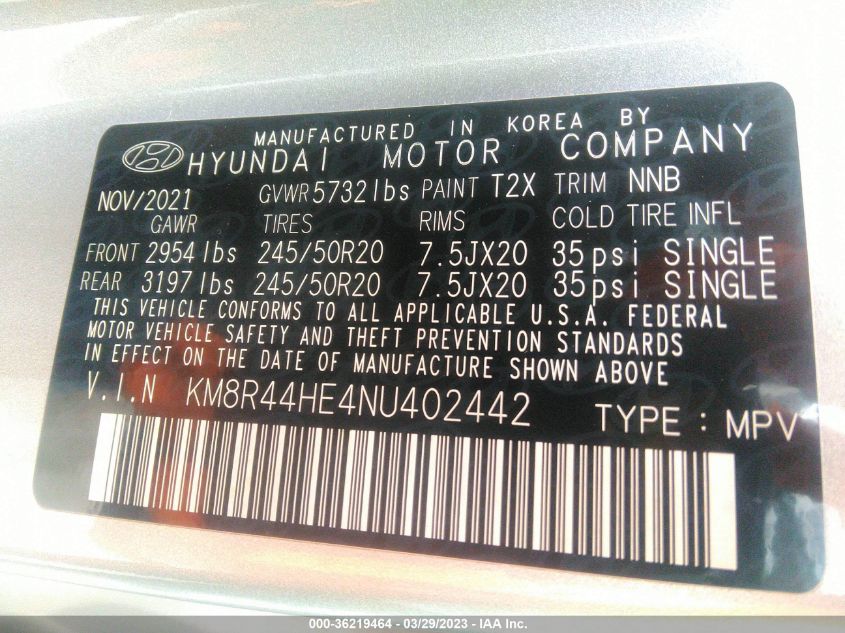 2022 HYUNDAI PALISADE SEL - KM8R44HE4NU402442