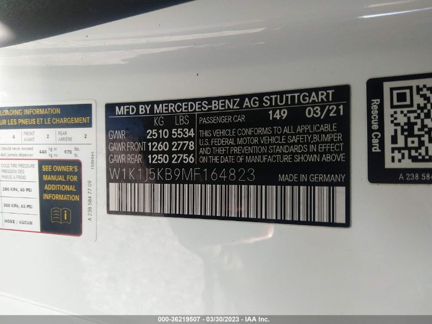 2021 MERCEDES-BENZ E-CLASS E 450 - W1K1J5KB9MF164823
