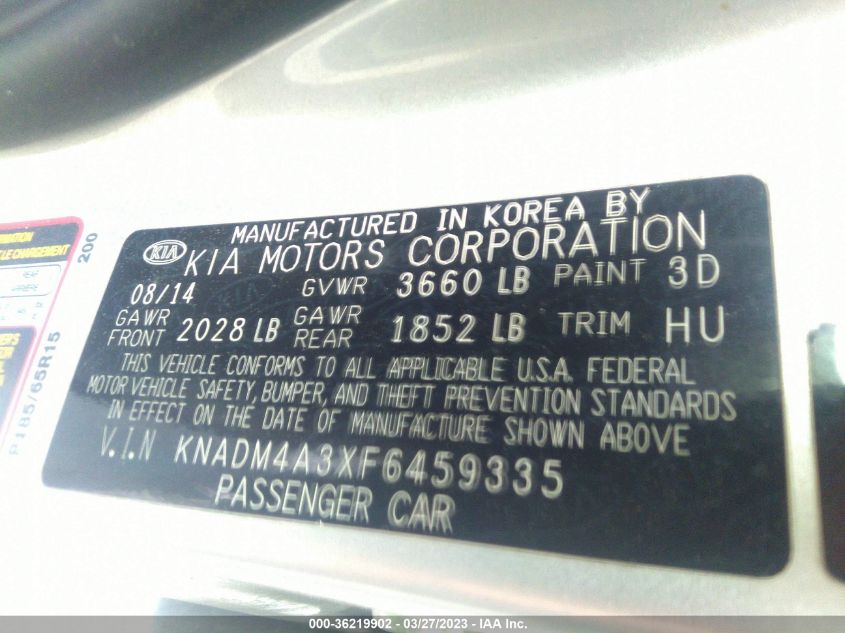 2015 KIA RIO LX - KNADM4A3XF6459335