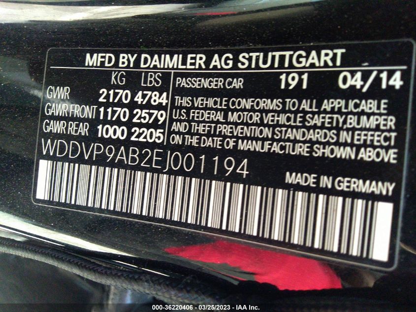 2014 MERCEDES-BENZ B-CLASS - WDDVP9AB2EJ001194