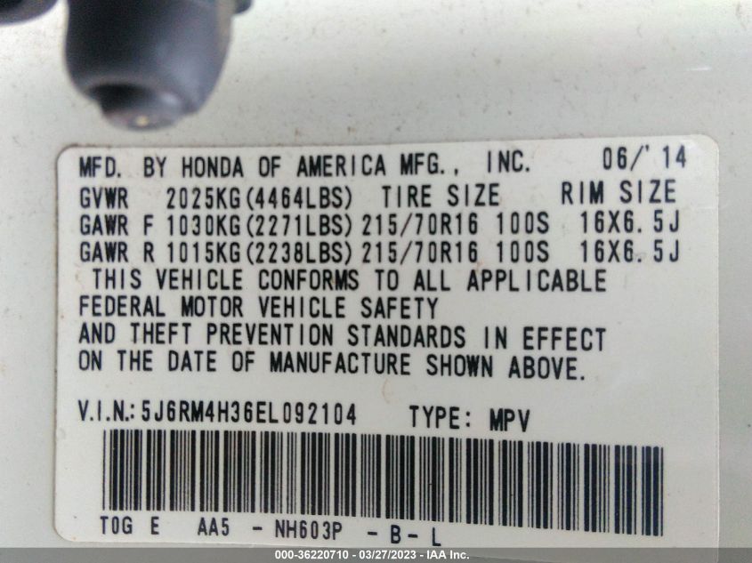 2014 HONDA CR-V LX - 5J6RM4H36EL092104