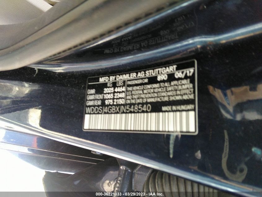 2018 MERCEDES-BENZ CLA CLA 250 - WDDSJ4GBXJN548540