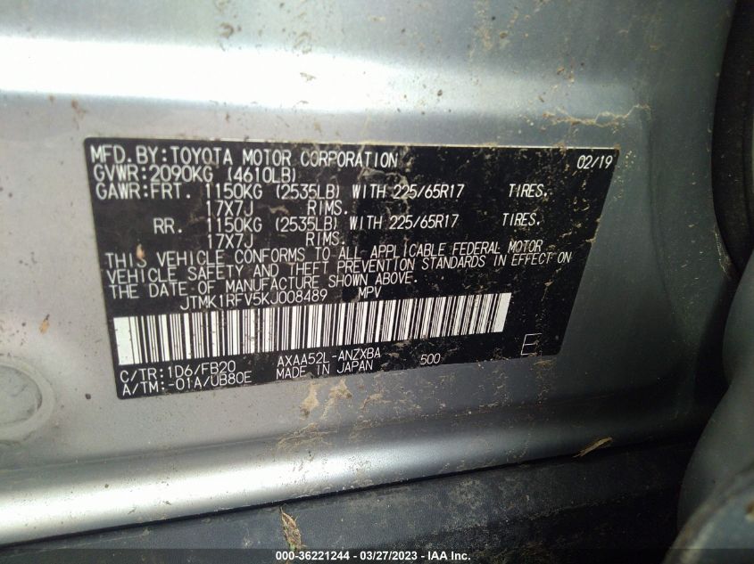 2019 TOYOTA RAV4 LE - JTMK1RFV5KJ008489