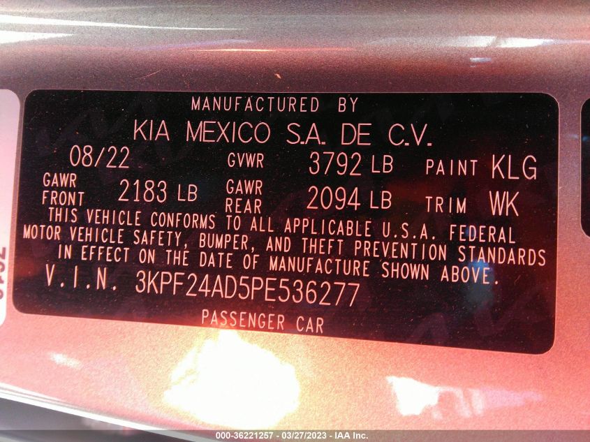 2023 KIA FORTE LXS - 3KPF24AD5PE536277