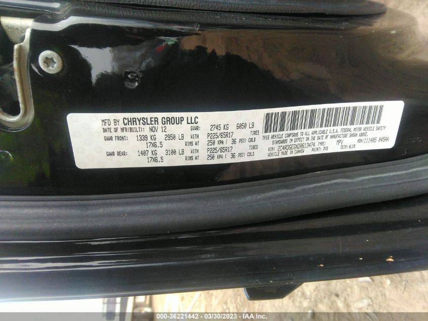 2013 DODGE GRAND CARAVAN R/T - 2C4RDGEGXDR613474