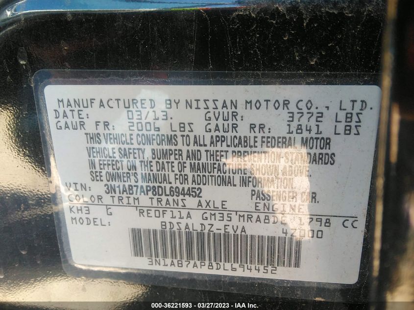2013 NISSAN SENTRA SV - 3N1AB7AP8DL694452