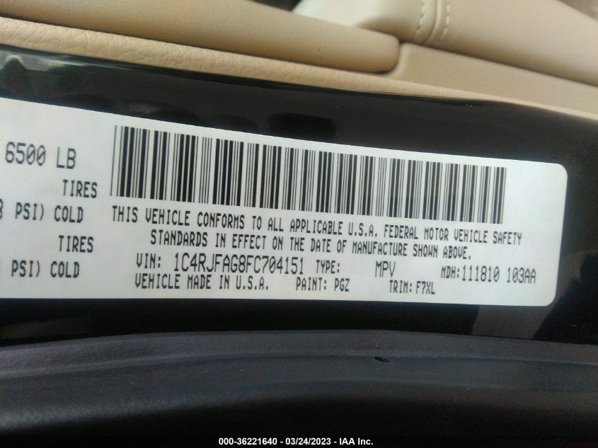 2015 JEEP GRAND CHEROKEE LAREDO - 1C4RJFAG8FC704151