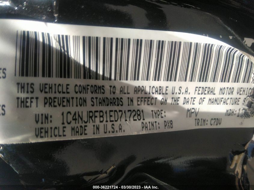 2014 JEEP PATRIOT LATITUDE - 1C4NJRFB1ED717281