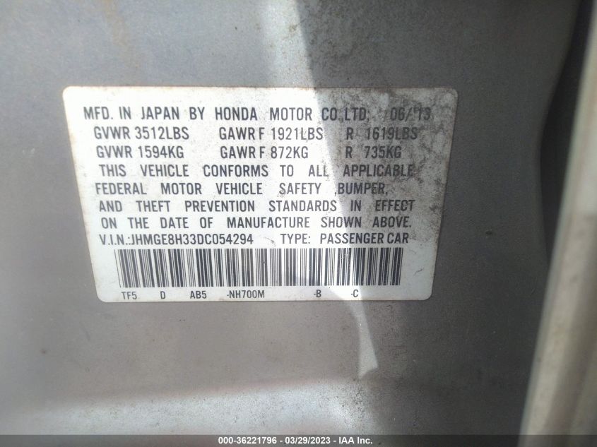 2013 HONDA FIT - JHMGE8H33DC054294