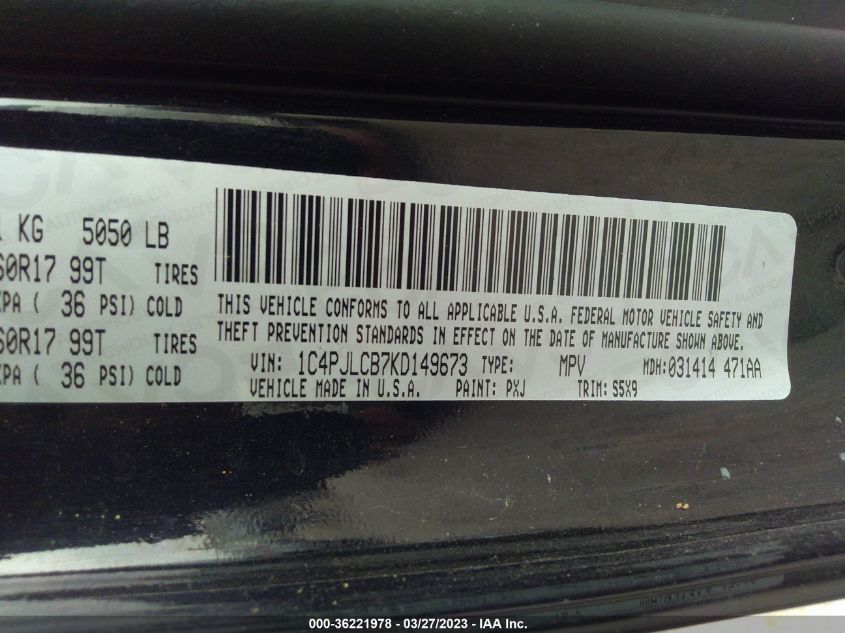 2019 JEEP CHEROKEE LATITUDE - 1C4PJLCB7KD149673