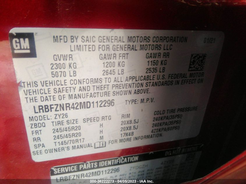 2021 BUICK ENVISION ESSENCE - LRBFZNR42MD112296