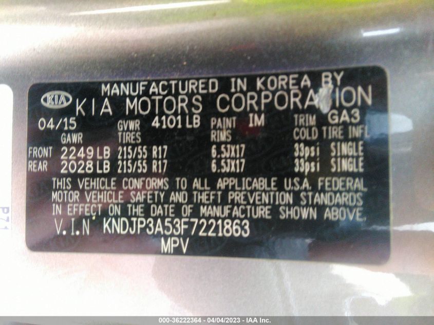 2015 KIA SOUL + - KNDJP3A53F7221863