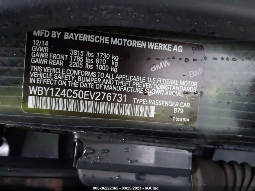 2014 BMW I3 WBY1Z4C50EV276731