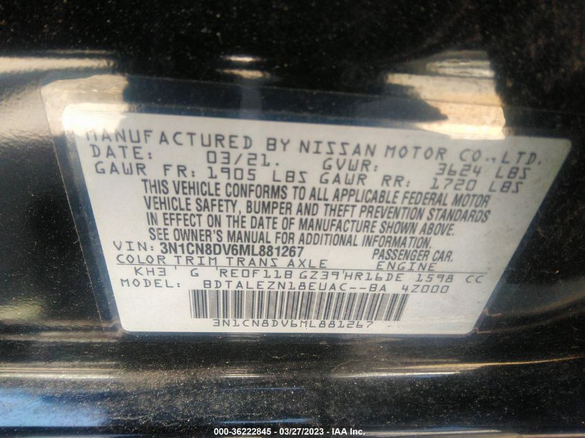 2021 NISSAN VERSA S - 3N1CN8DV6ML881267