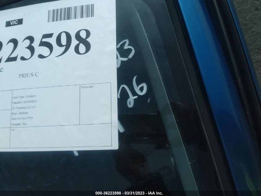 2013 TOYOTA PRIUS C ONE/TWO/THREE/FOUR - JTDKDTB38D1055074
