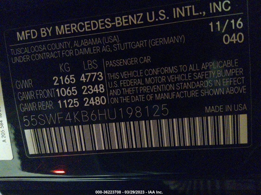 2017 MERCEDES-BENZ C-CLASS C 300 - 55SWF4KB6HU198125