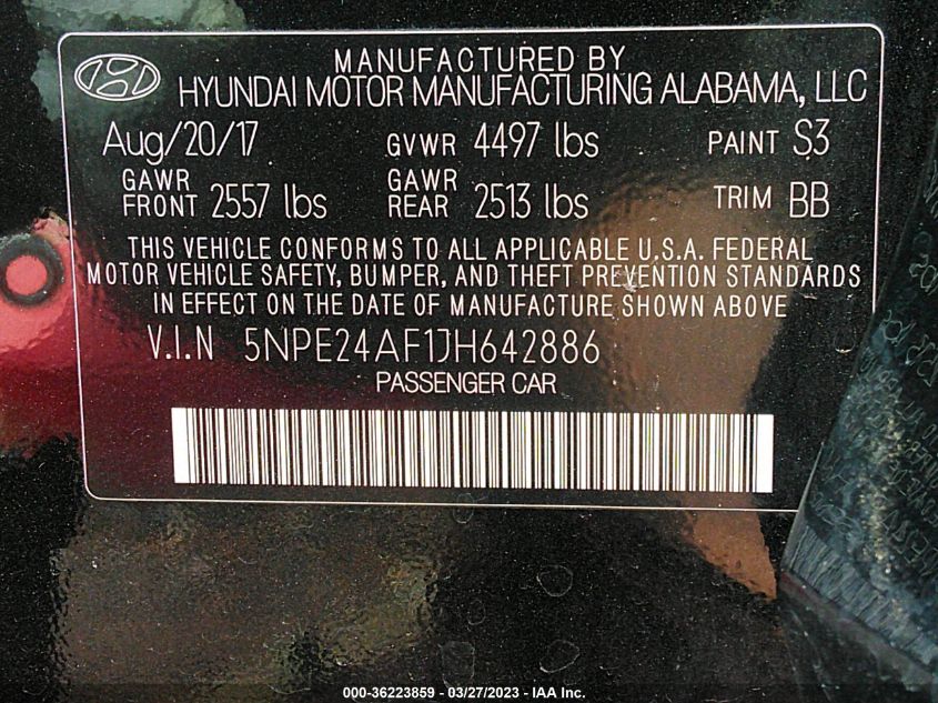 2018 HYUNDAI SONATA SE - 5NPE24AF1JH642886