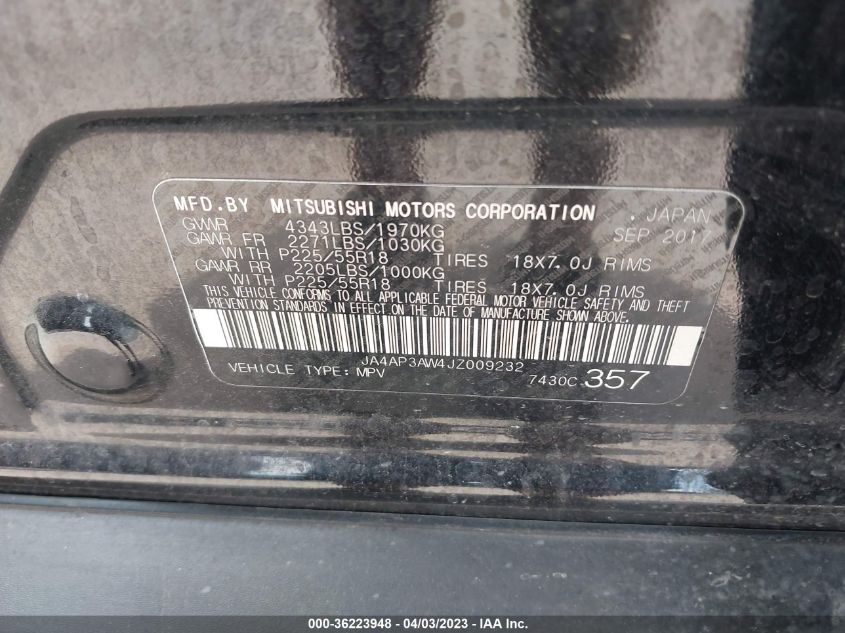 2018 MITSUBISHI OUTLANDER SPORT SE 2.4 - JA4AP3AW4JZ009232