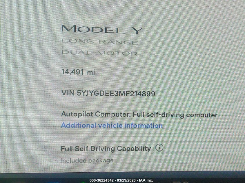 2021 TESLA MODEL Y LONG RANGE - 5YJYGDEE3MF214899