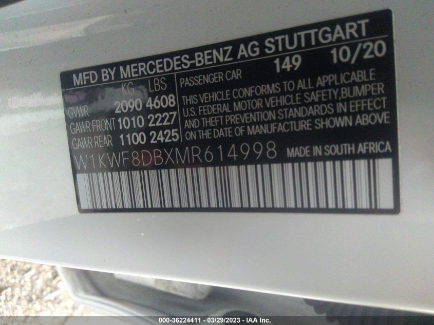 2021 MERCEDES-BENZ C-CLASS C 300 - W1KWF8DBXMR614998