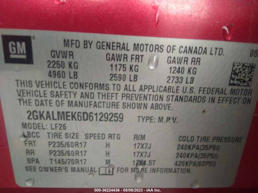 2013 GMC TERRAIN SLE - 2GKALMEK6D6129259