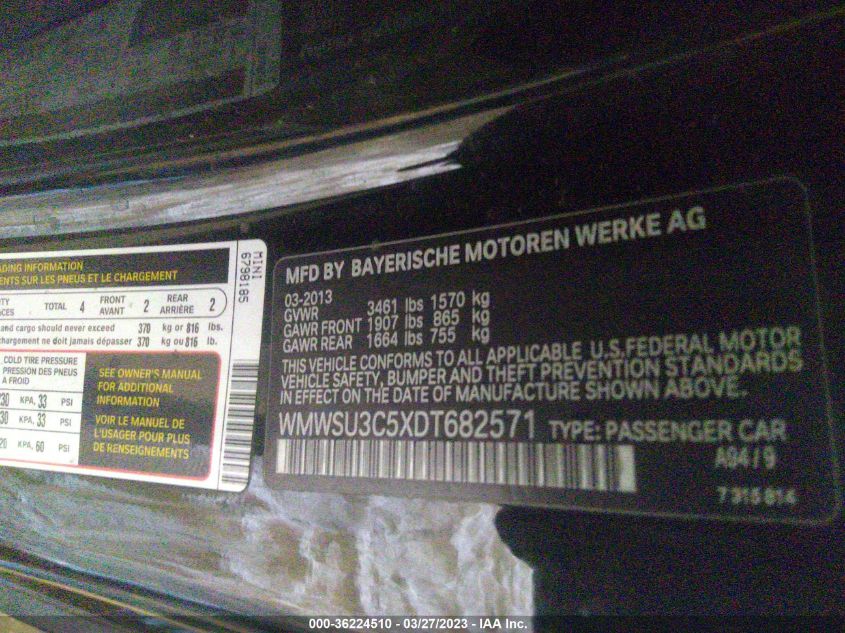 2013 MINI COOPER HARDTOP - WMWSU3C5XDT682571