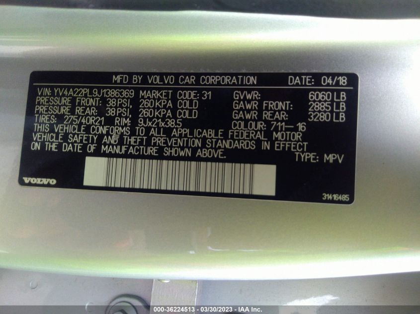 2018 VOLVO XC90 INSCRIPTION - YV4A22PL9J1386369