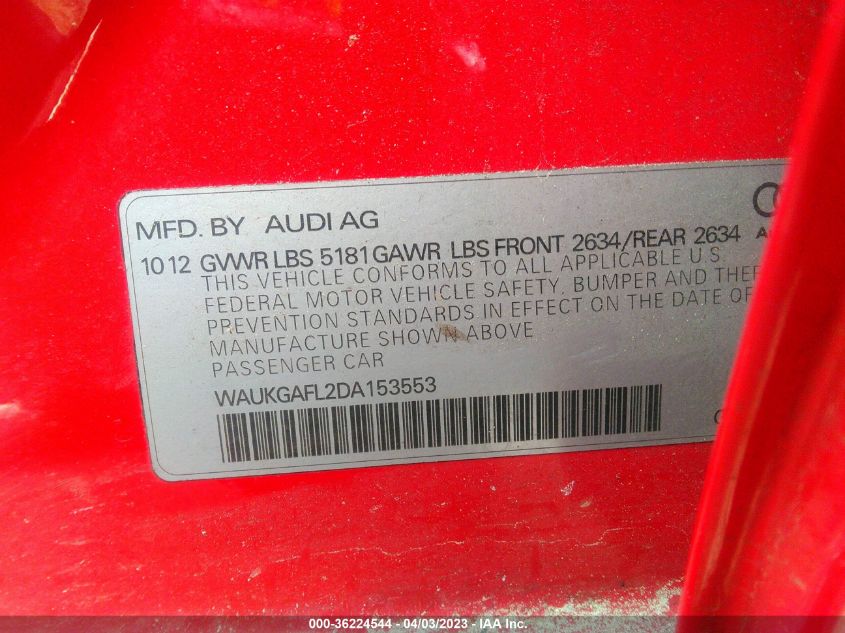 2013 AUDI S4 PRESTIGE - WAUKGAFL2DA153553