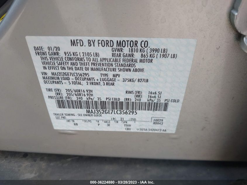 2020 FORD ECOSPORT SE - MAJ3S2GE7LC356295