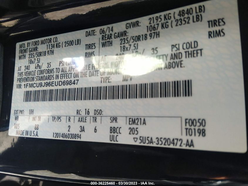 2014 FORD ESCAPE TITANIUM - 1FMCU9J96EUD69847