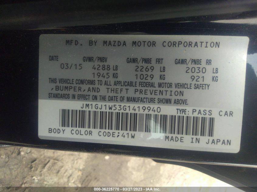 2016 MAZDA MAZDA6 I GRAND TOURING - JM1GJ1W53G1419940