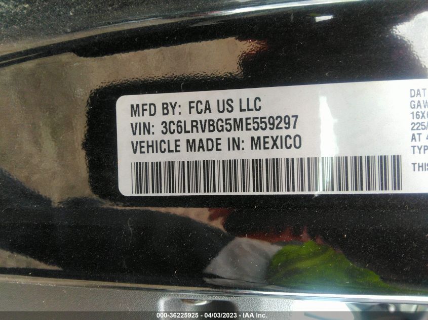 2021 RAM PROMASTER CARGO VAN - 3C6LRVBG5ME559297